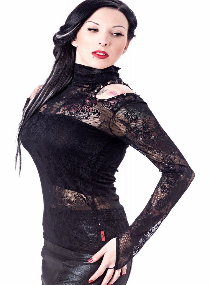 Queen of Darkness Cut Out Lace Turtleneck Top SH12-403/14