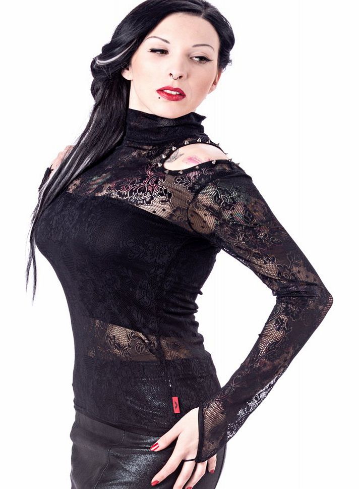 Queen of Darkness Cut Out Lace Turtleneck Top SH12-403/14