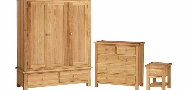 Quercus Oak Triple Wardrobe Bedroom Set 508.019