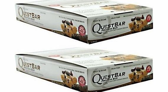Quest Nutrition Chocolate Chip Cookie Dough Quest Bar - Pack of 12 Bars (24)