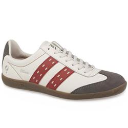 Quick Male Ottowa Leather Upper Fashion Trainers in White and Red