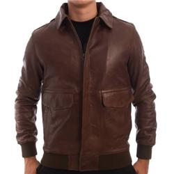 Quiksilver Da Lazer Aviator Leather Jacket - Brown
