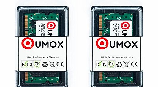 Qumox  4GB(2x 2GB) DDR2 667MHz PC2-5400 PC2-5300 DDR2 667 4 GB (200 PIN) SODIMM Laptop Memory