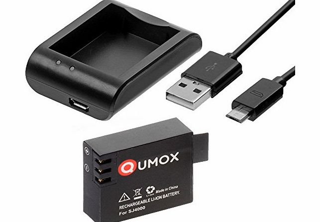 Qumox  @ 3.7V Li-ion Set, charger incl. cable - and rechargeable battery for SJ4000 Sport camera