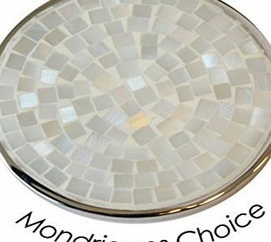 Quoins  ``MONDRIAANS CHOICE`` QMON-15. WHITE - Mosaic Pattern Of Mother Of Pearl amp; Semi-Precious Stones Stainless Steel Coin - Size: LARGE (33mm) - Choose From 7 Different Colours / Patterns - Suppli