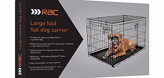 RAC Dog Cage - Metal, 2 Doors, folding with Removable Tray - Large 36 Inch