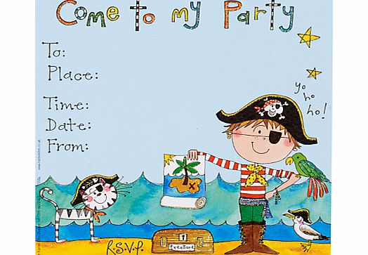 Party Invitations, Pirate, Pack Of 8