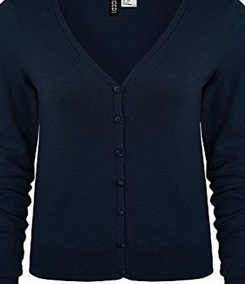 RageIT Ladies Fine Knit V-Neck Cardigan in Navy S (UK 10/12)