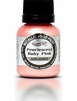 Rainbow Dust Edible Metallic Sugarcraft Paint-Pearlescent Baby Pink-25ml