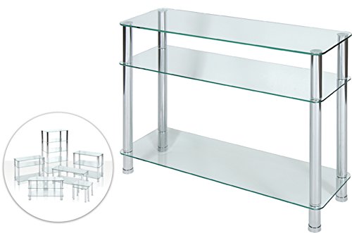 Hallway 3 Tier Clear Glass Space Saving Milano Console Table