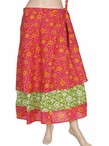 Rajrang Designer Cotton Wrap Around Long Skirt Floral Printed Work