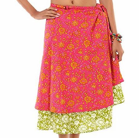 Rajrang Indian Designer Womens Wear Long Wrap Around Cotton Skirt Printed Work