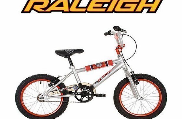 Raleigh Fury 16`` Childrens Bike - Silver and Red - Unisex.