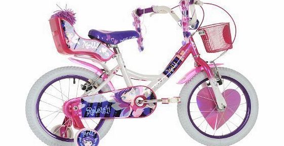 Raleigh Molli 16`` Childrens Bike - White and Pink - Girls.