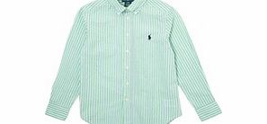 5-7yrs green striped cotton shirt