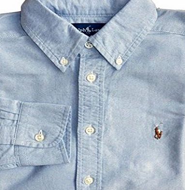 Boys Shirt RL DESIGNER LABEL Oxford Cotton - Baby to 16 yrs: Blue (Small Pony) Long Sleeved: 11-12 Years (14)