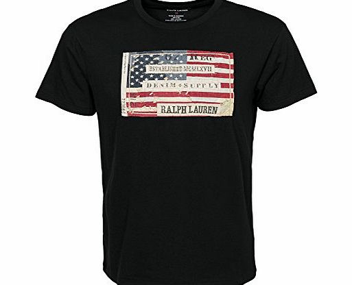Denim amp; Supply Ralph Lauren Mens Crew Neck Tee Black Size Medium 100% cotton.