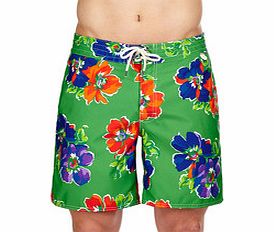Green floral swim shorts