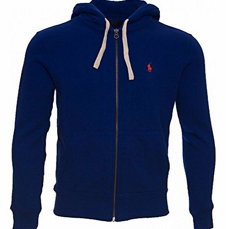 mens classic athletic fleece full zip hooded sweatshirt (XL, Royal Blue - Orange Pony)