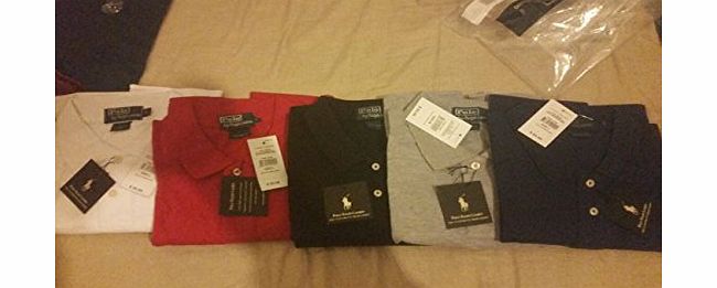 Mens Ralph Lauren Polo T Shirt Short Sleeve Soft Mesh Cotton Designer S/M/L/XL (Red (Navy Horse), Small)