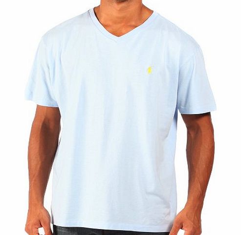Mens T-Shirt Classic V-Neck Sky Blue -XX-Large