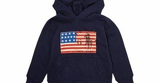 Ralph Lauren Navy flag cotton baseball hoodie S-L