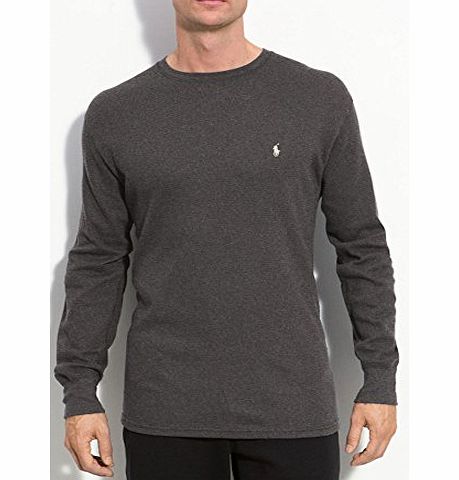 Polo Ralph Lauren Long-Sleeved Waffle-Knit Crewneck Thermal in Dark Heather Grey (X-Large)