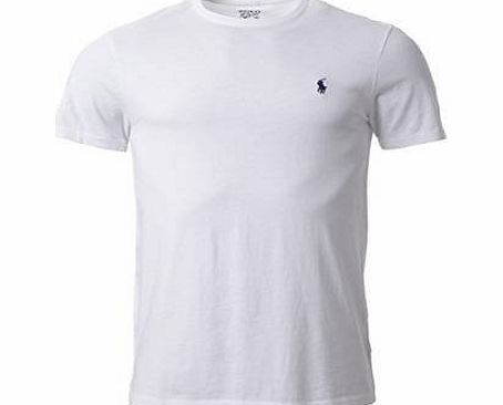 Polo Ralph Lauren Mens Custom Fit Small Pony Crew Neck Cotton Jersey T-Shirts (M, White)