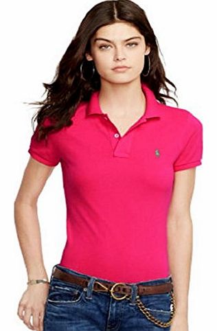 Polo Shirt Ladies Skinny Fit Solid Mesh (L, Bt Pink)