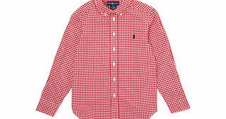 Red and white gingham cotton shirt S-L
