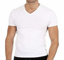 White thick weave V-Neck T-Shirt