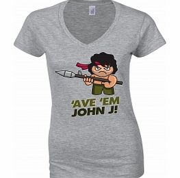 RAMBO Ave Em John J Grey Womens T-Shirt Medium