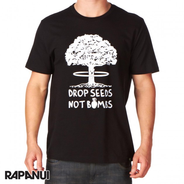 Mens Rapanui Drop Seeds Not Bombs T-Shirt - Black