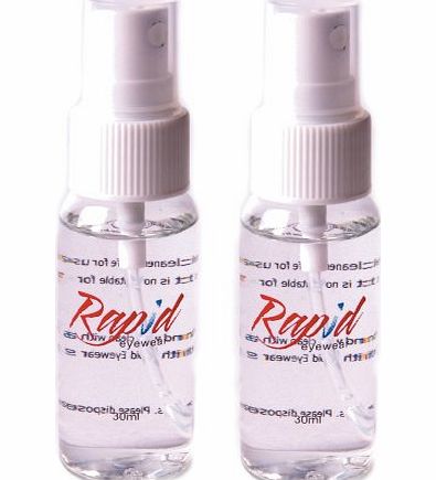 Rapid Eyewear 2 x 30ml GLASSES AND LENS CLEANING FLUID Non Toxic, Alcohol Free, Anti Static. For Sunglasses, Binoculars, Telescope, Microscope, Camera, Tablet Screen etc.