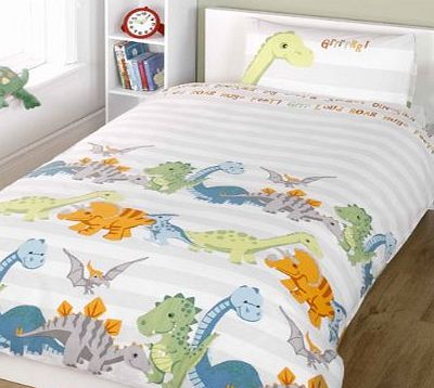 Rapport BOYS DINOSAUR SINGLE DUVET COVER amp; PILLOWCASE - NATURAL, Natural, Single (135x200cm)