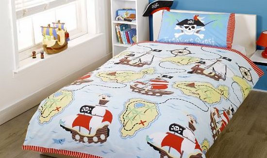 Rapport BOYS TREASURE QUEST/PIRATE SINGLE DUVET COVER amp; PILLOWCASE, Multi, Single (135x200cm)