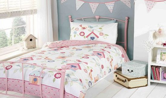 Rapport Childrens Girls Birdhouses Duvet Cover Bedding Set, Multi, Single