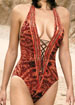 Tissage halterneck low back swimsuit