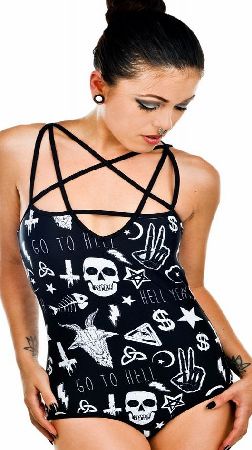 Rat Baby Go To H**l Pentagram Swimsuit - Size: L
