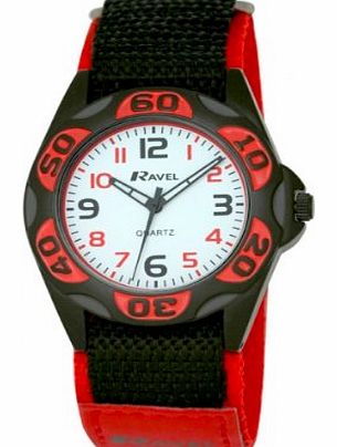 Ravel Action Mens Quartz Watch with White Dial Analogue Display and Black Quick Release Velcro Nylon Strap R1601.56M
