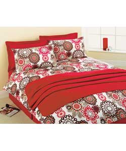 RAVEL King Size Duvet Cover Set - Brown/Red
