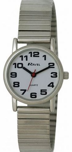 Ravel Ladies Easy Read Silver Expanding/Expander/Expansion Bracelet Band Watch (R0208.02.2S)