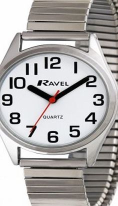 Ravel Womens Round White Dial Expander Silver Bracelet Watch R0225.01.2