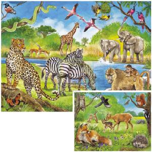 Animals Here and Elsewhere 2 x 20 Piece Jigsaw Puzzles