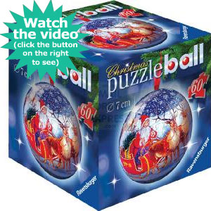 Santa and Sleigh Christmas Tree Bauble Puzzleball 60 Piece