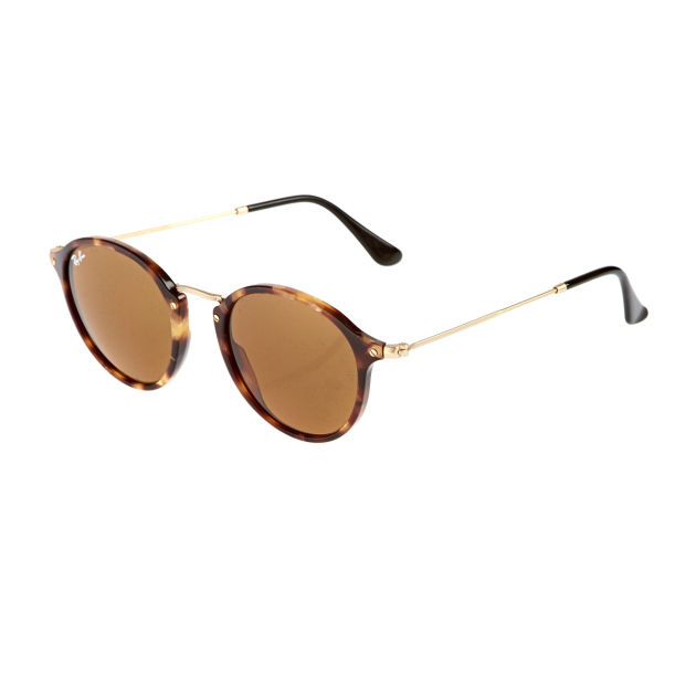 Round Sunglasses - Spotted Brown Havana