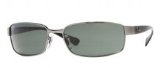 RayBan Ray-Ban 3364 Sunglasses 004/58 GUNMETAL CRYSTAL GREEN POLAR 59/17 Small