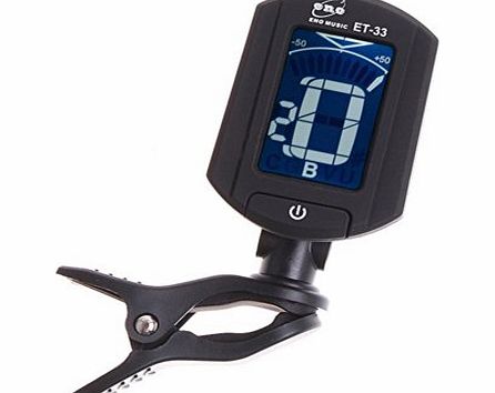 RayGar ENO DIGITAL CLIP ON CHROMATIC ACOUSTIC ELECTRIC BASS GUITAR TUNER VIOLIN UKULELE - NEW (ET-33 Black)