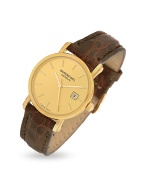 Raymond Weil Brown Croco-Stamped Leather Strap 18K Gold Date