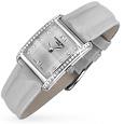Don Giovanni - Diamond Frame and Satin Silver Band Dress Watch